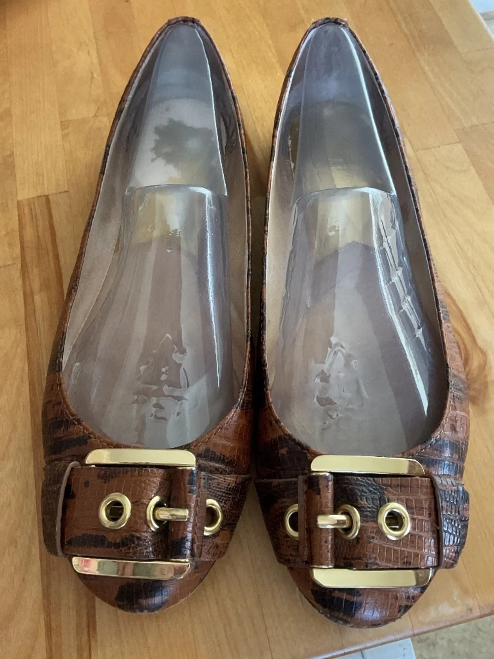 MICHAEL KORS Brown Leather Big BUKLE Woman Flat Shoes Size US 8.5